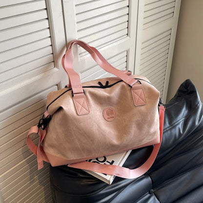 Leisure Large Capacity Luggage Storage PU Leather Shoulder Bag