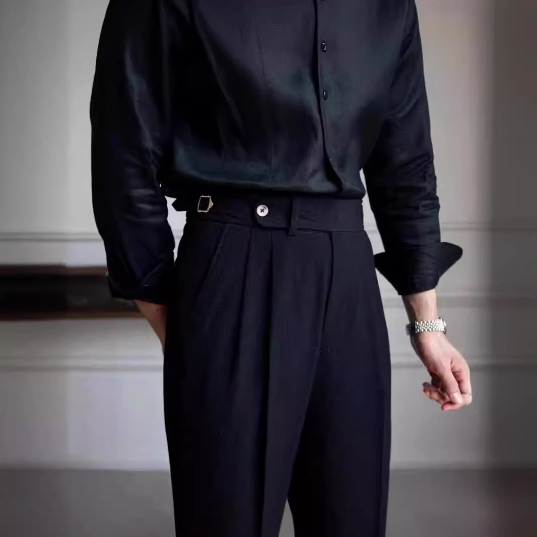Summer Naples Mid-high Waist Straight Casual Suit Pants