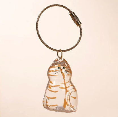 Transparent Cat Hair Storage Box Charm Commemorative Keychain