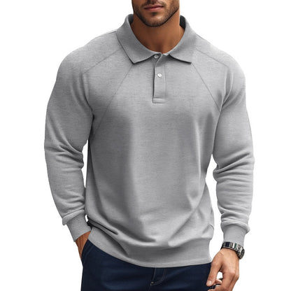 Spring And Autumn Polo Collar Solid Color Casual Bottoming American Polo Shirt Men