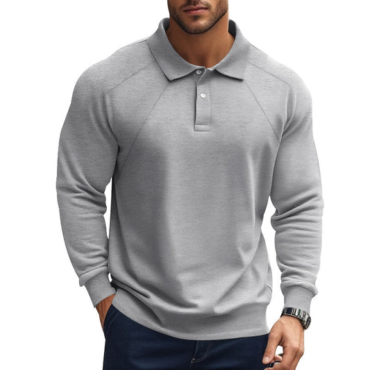 Spring And Autumn Polo Collar Solid Color Casual Bottoming American Polo Shirt Men