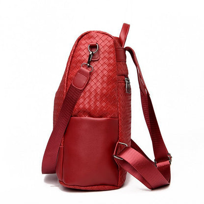 Retro Fashion Woven One Shoulder Portable Backpack Leisure Large Capacity Anti-theft