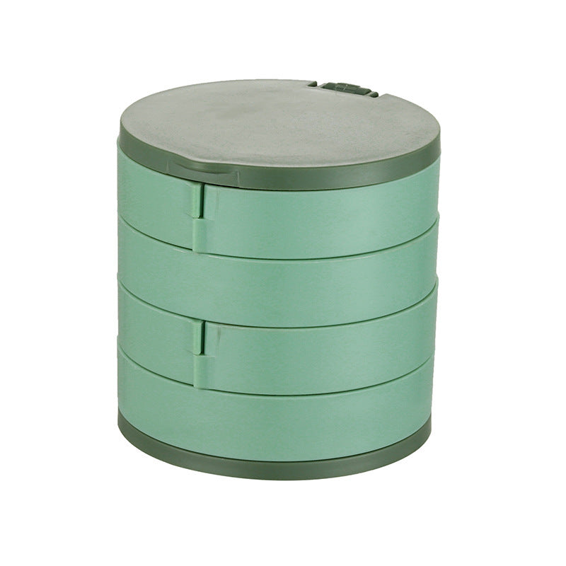 4-Layer Jewelry Box with Makeup Mirror & 360-Degree Rotation